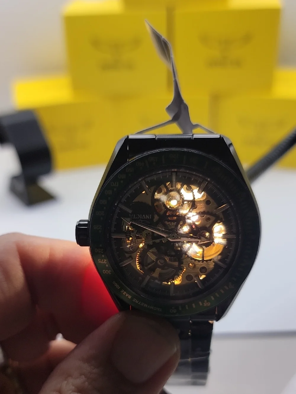 Invicta Objet D Art Excelsior Automatic Mens Watch Skeleton Dial 43mm Black